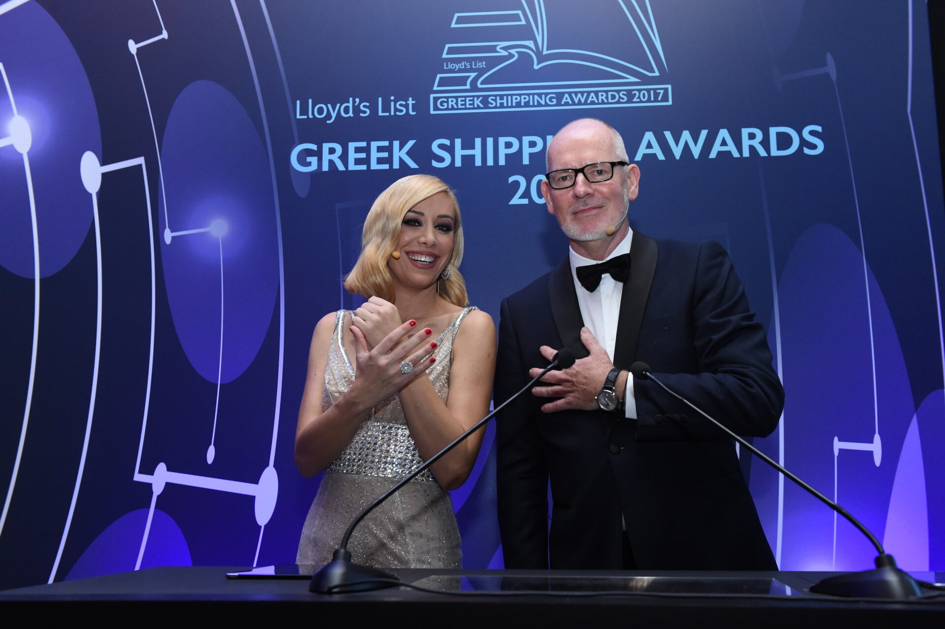 Co-hosts for the 2017 Greek Shipping Awards were Andriana Paraskevopoulou and Nigel Lowry.